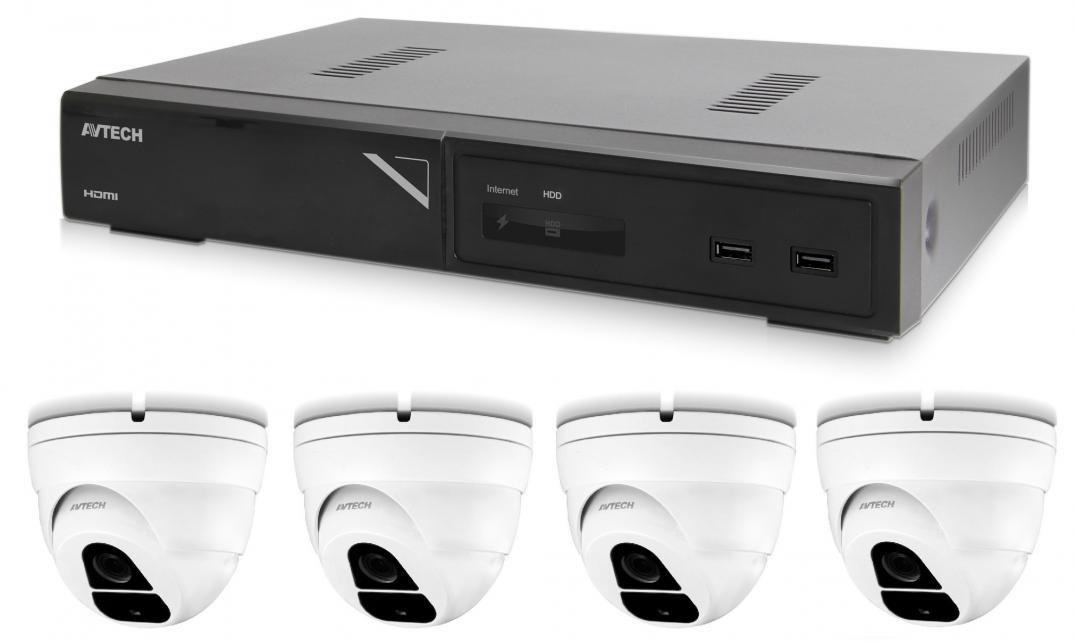 Kamerový set 1x AVTECH NVR AVH1109 a 4x 2MPX IP Dome kamera AVTECH DGM2203ASVSEP + 4x Kabel UTP 1x RJ45 - 1x RJ45 Cat5e 15m!