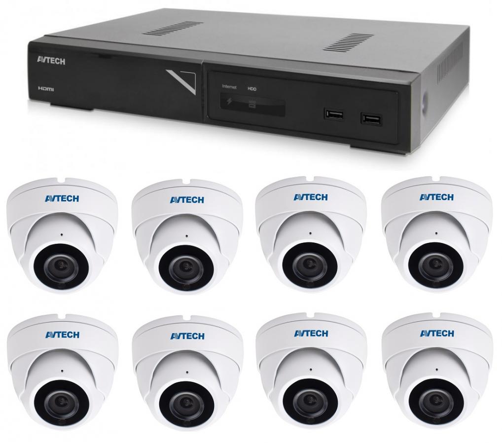 Kamerový set 1x AVTECH NVR AVH1109 a 8x 8MPX IP Dome kamera AVTECH DGM8208SVAT + 8x Kabel UTP 1x RJ45 - 1x RJ45 Cat5e 15m!