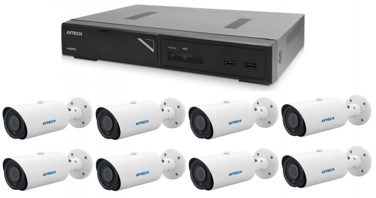 Kamerový set 1x AVTECH NVR AVH1109 a 8x 5MPX IP Motorzoom Bullet kamera AVTECH DGM5546SVAT + 8x Kabel UTP 1x RJ45 - 1x RJ45 Cat5e 15m!