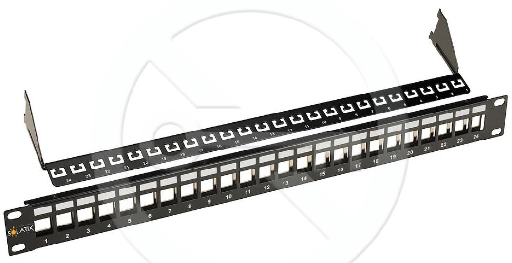 SX24M-0-STP-BK-UNI - Solarix neosazený patch panel 24 portů 1U černý