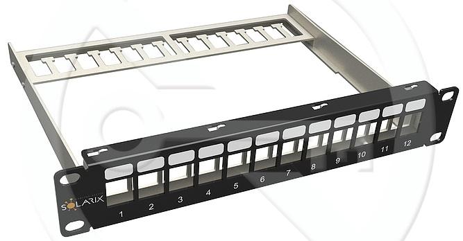 SX12M-0-STP-BK-UNI-N-10 - Solarix 10" modulární neosazený patch panel 12 portů 1U