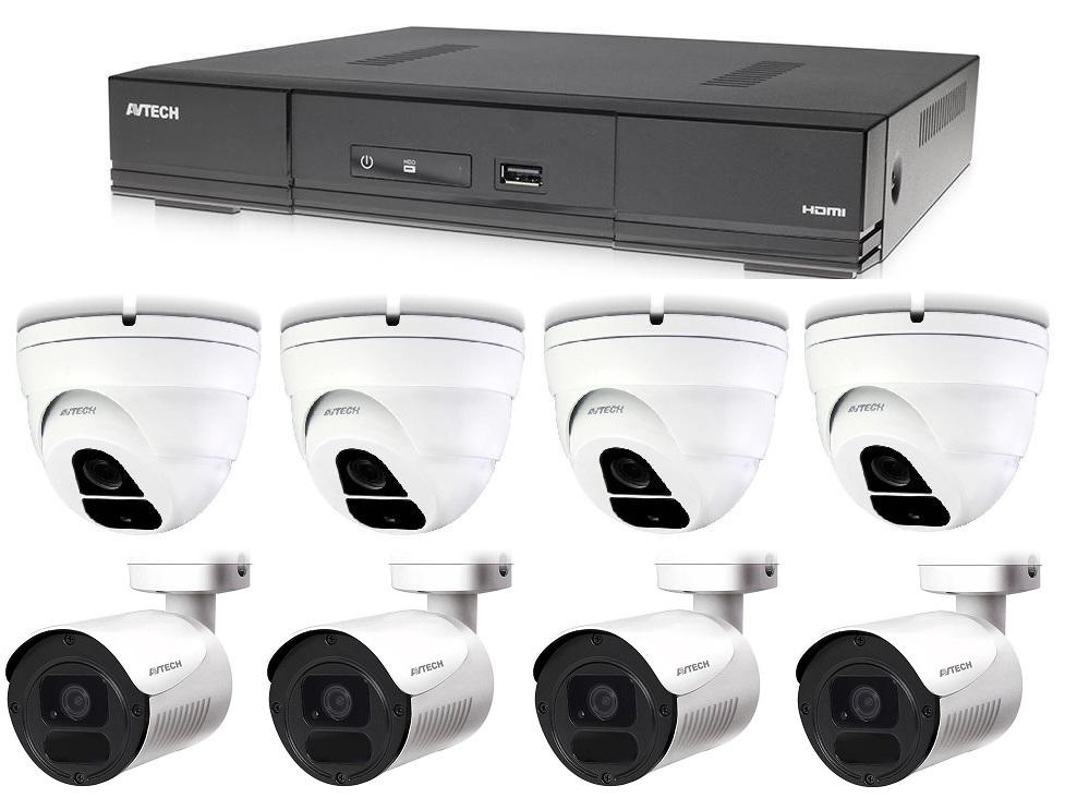 Kamerový set 1x AVTECH DVR DGD1009AV, 4x 5MPX Dome kamera AVTECH DGC5205TSE a 4x 5MPX Bullet kamera AVTECH DGC5105TS